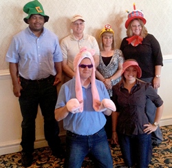 State office staff with head gear