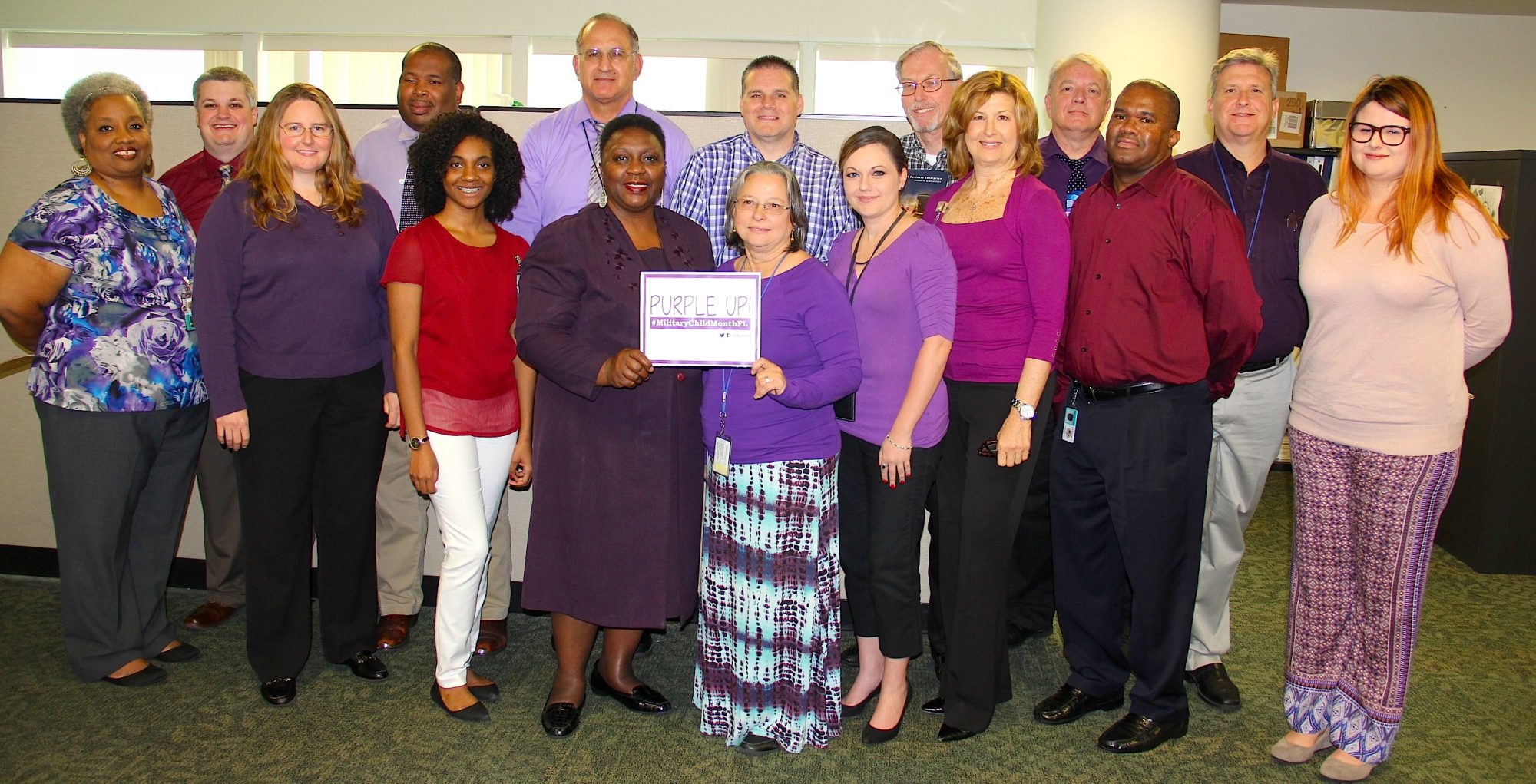Staff from the State office wear Purple for Month of the Military Child