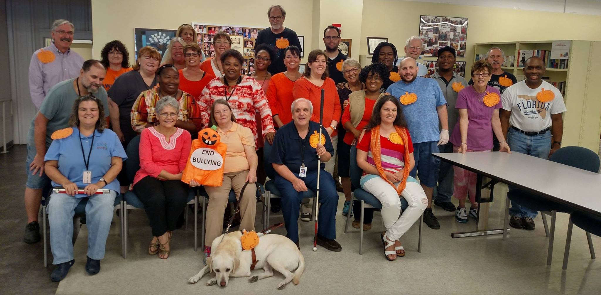 DBS employees wearing orange in support of bully awareness