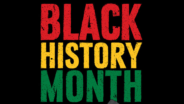 The words Black History Month written in red, yellow and green