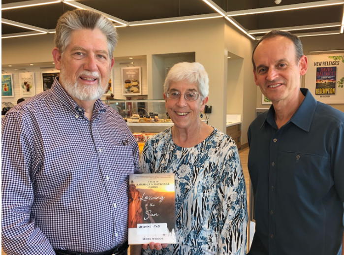 Author of Lassoing the Sun, DBC12749,  Mark Woods (right) poses with studio volunteers Tom Hart (left) and Terry Fiset  (middle)