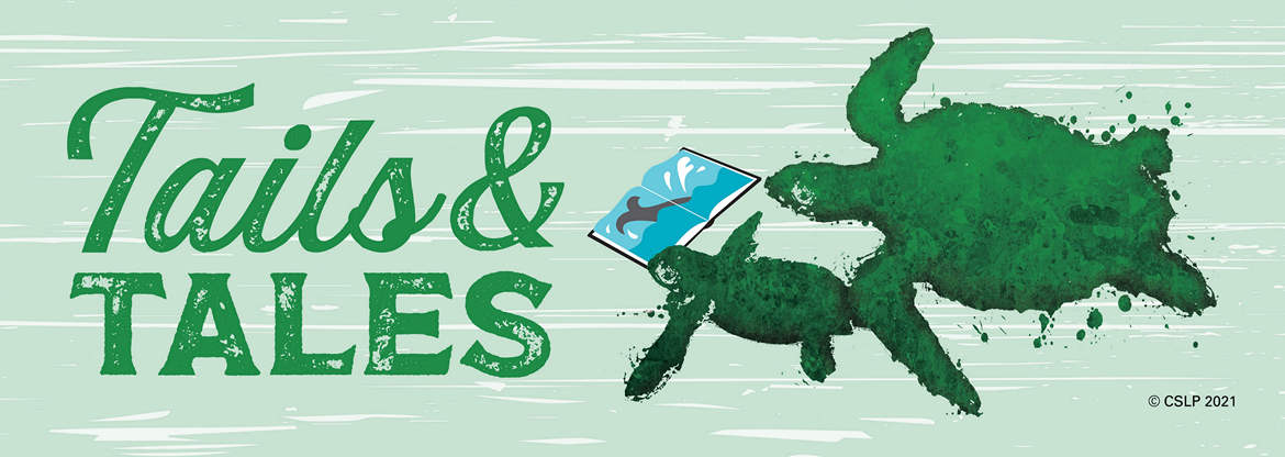 Tails and tales banner. Sea turtles reading a book
