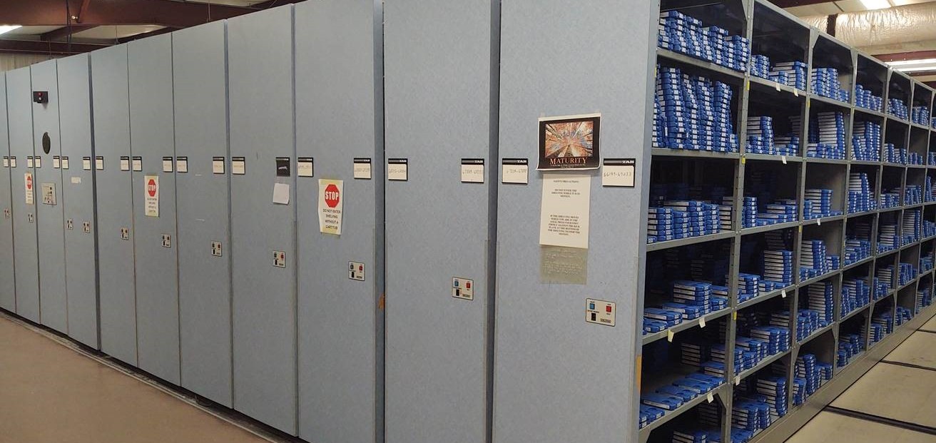 Shelves filled with digital talking books