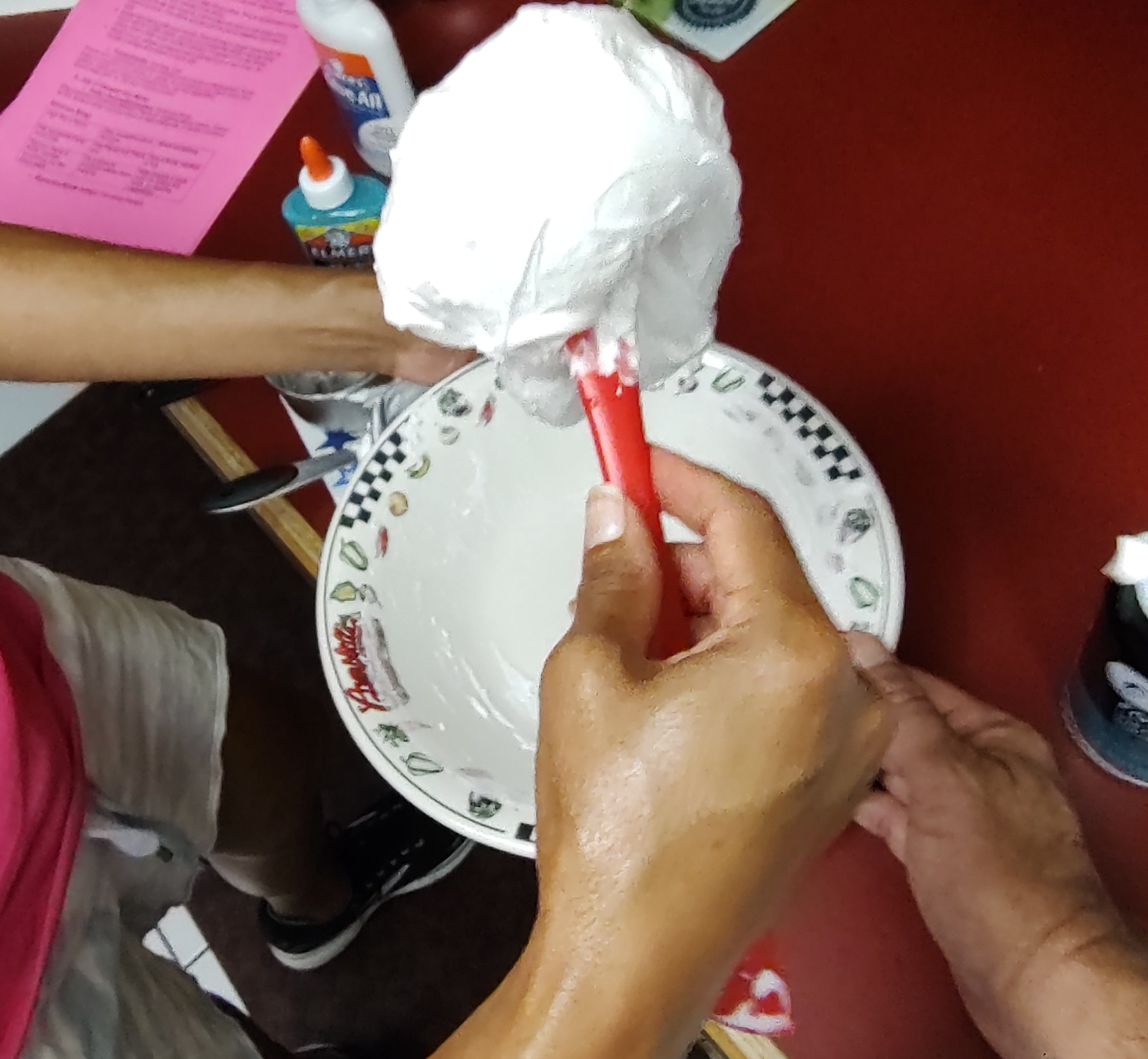 slime forms a ball.