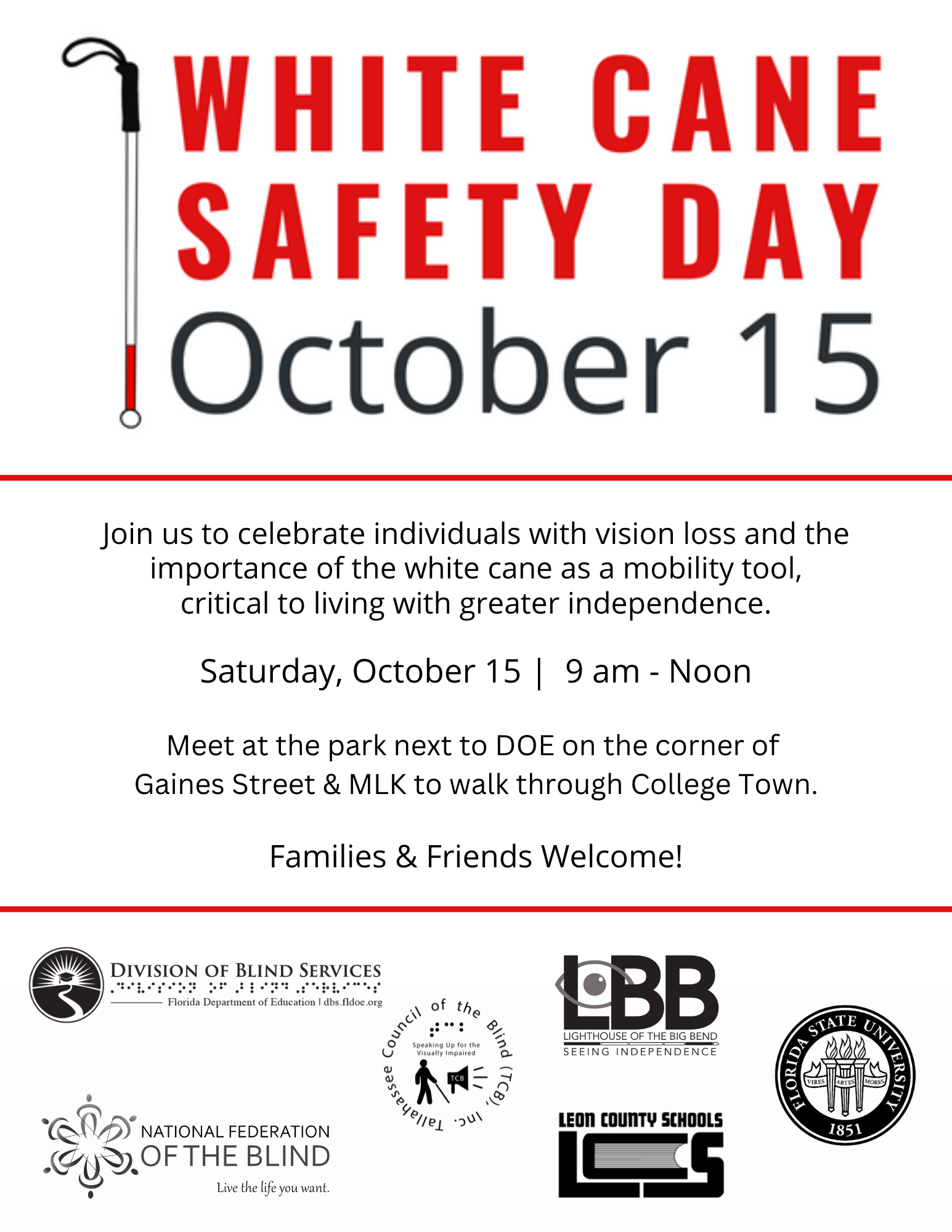 white cane safety day flyer.