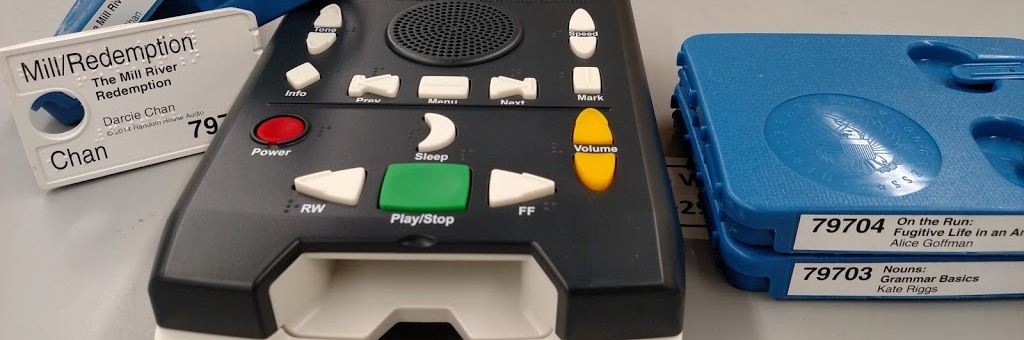 Digital talking book player and cartridges.